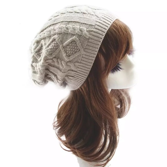 Accessories - New! Ivory Cable Knit Slouch Beanie